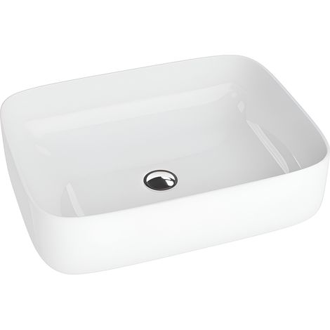 Vasque à poser LAVITA Vasque à poser élégante et compacteProduit en porcelaine de haute qualité rectangulaire 50,5x40x14 cm  Blanc brillant