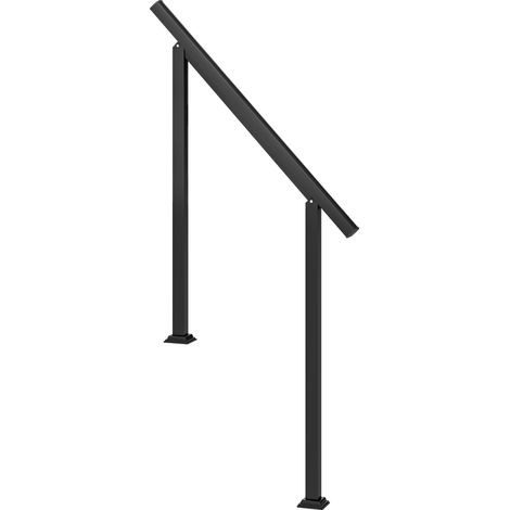 Rambarde d'escalier extérieure pour 1 à 3 marches, main courante métallique avec kit de fixation, noire