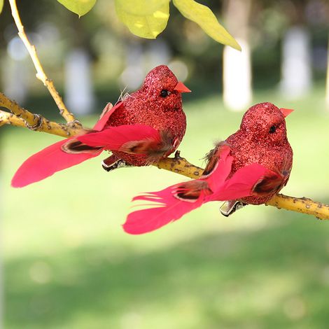 12pcs oiseaux décoratifs en plume dorée avec paillettes, matériau clip+mousse+paillettes, taille 26x12x4cm, décoration de Noël, jardinage vert, ornement suspendu doré (1/5)