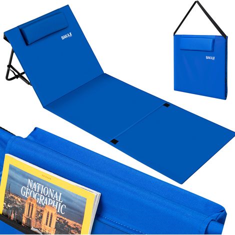 Lettino da Spiaggia Stuoia Materassino Mare Pieghevole Regolabile Imbottita Blu (1/5)