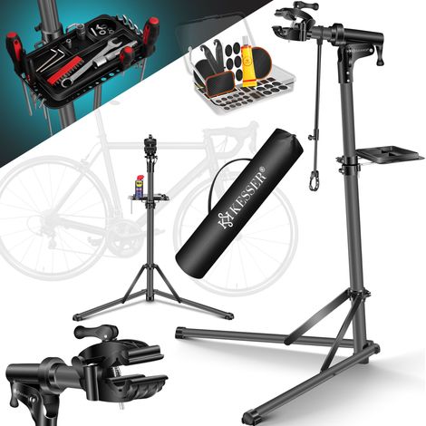 KESSER® Fahrradmontageständer Profi Reparaturständer Aluminium für Fahrräder Mountainbikes E-bike Schwerlast-Montageständer Fahrradständer +Tasche   Anthrazit