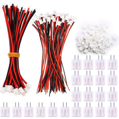 50 Pairs Mini Micro Jst 2.0 Ph 2 Pin Connecteur Prise 2 Broches avec Fils Câbles 100mm (1/5)