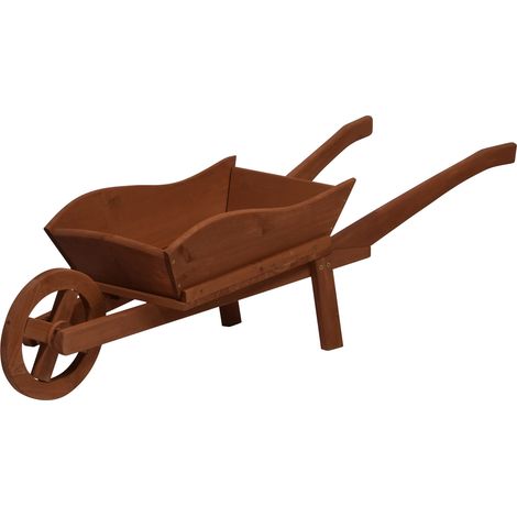 Brouette en Bois Décorative pour Fleurs et Plantes - Jardinière Chariot - 107 x 29 x 30 cm - Marron (1/5)