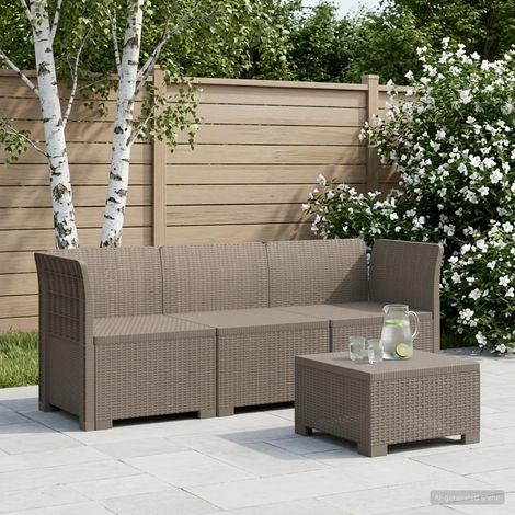vidaXL 3-Seater Garden Sofa Rattan Look PP Light Grey (1/5)