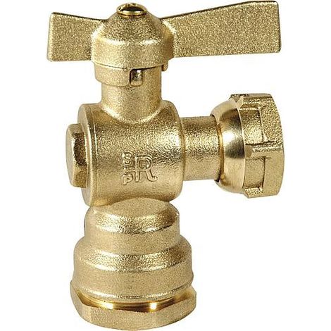 vanne d'arret equerre pour tube PE 25mm x 3/4" écrou chapeau