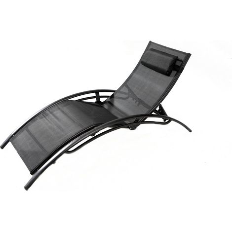 Transat ajustable et empilable avec pieds en acier noir LIMEA (1/5)