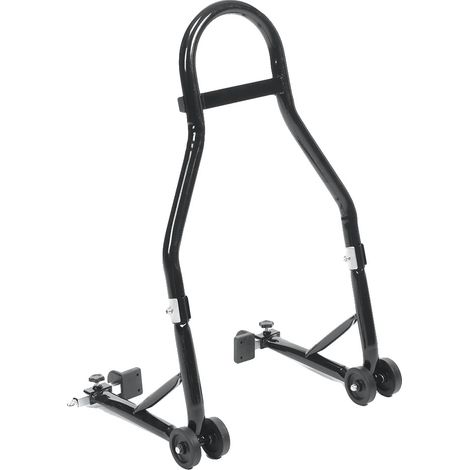 Soporte elevador para rueda trasera de motocicleta, fabricado en acero de alta resistencia, compatibilidad universal, color negro. (1/2)