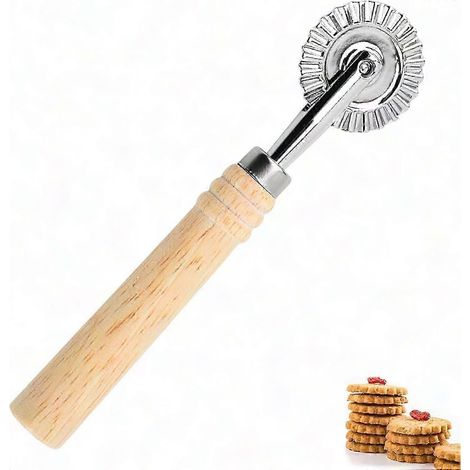 Roulette à pâtisserie crantée pour pâtes et biscuits, rouleau en bois long pour découpe et façonnage (1/5)