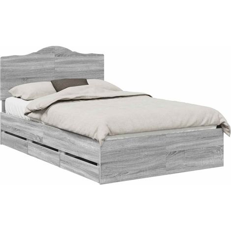 Maison Exclusive - Struttura del letto con cassetto Sonoma grigia 120 x 190 cm