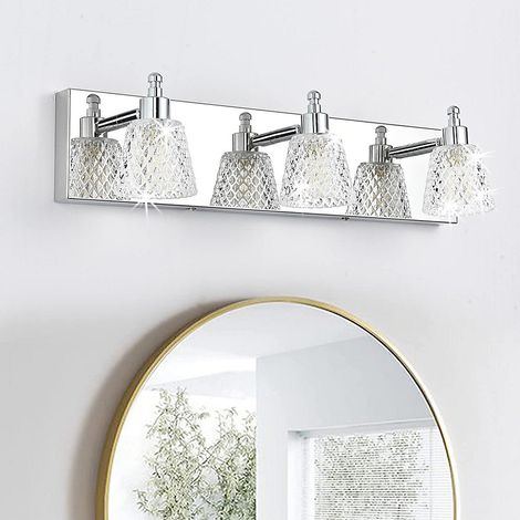 Luminaire pour miroir de salle de bain, applique murale LED à 3 têtes avec abat-jour en verre, luminaire pour tableau LED, 56 cm (1/5)