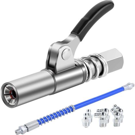 Embout de Graisseur avec Tuyau de 30cm, Coupleur G pour Graisseur, Pince de Verrouillage Compatible avec Becs Coniques, Fermeture Rapide pour Graisseuses