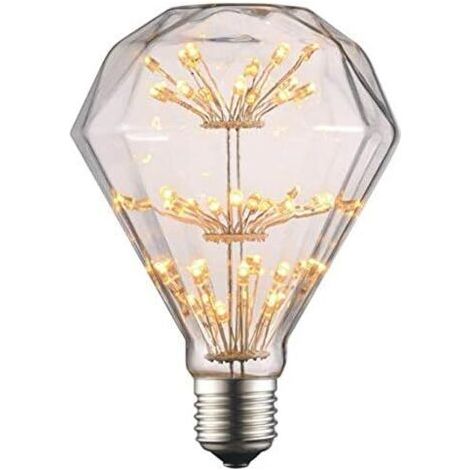 BUNTHAUS D95 3W LED Ampoule de Filament Forme classique sphérique,220V E27 Culot, Blanc Chaud 2200K, Angle de Faisceau 360°, Equivalent à 30 Watt,Surface imprimée aspect starry (D95) (1/5)