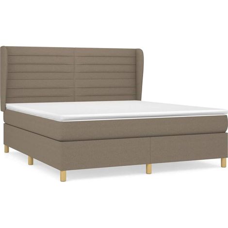 Maison Exclusive - Sommier à lattes de lit avec matelas Taupe 160x200 cm Tissu (1/5)