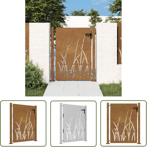 The Living Store Gartentor 105x155 cm Cortenstahl Gras-Design - Gartentor - Cortenstahl - Zaun - Terrassentür - Einfahrtstor (1/5)