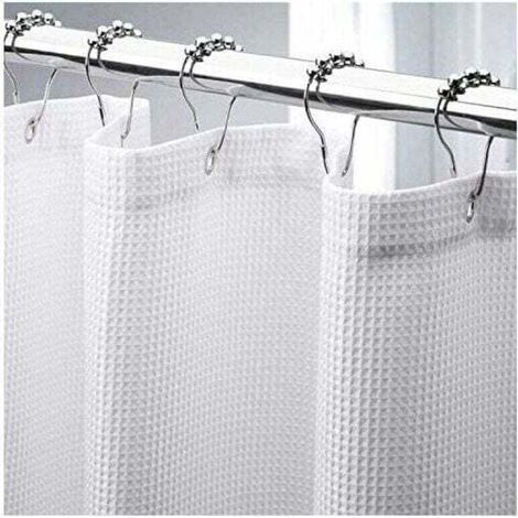 Duschvorhang in Waffelstruktur, 180 x 210 cm lang, strapazierfähiger Duschvorhang aus Stoff in Waffelstruktur, Duschvorhänge in Hotelqualität.