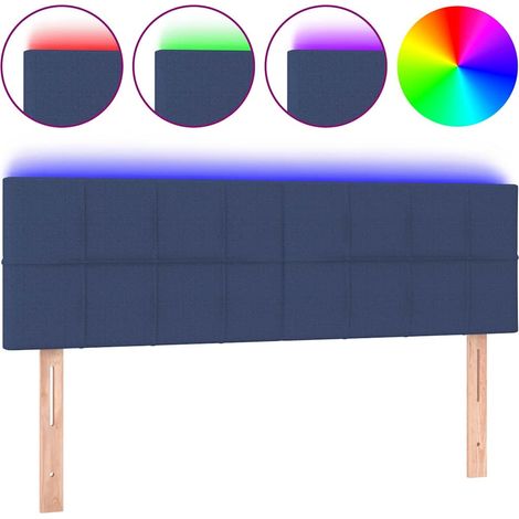 Maison Exclusive - Cabecero con LED de tela azul 144x5x78/88 cm (1/5)