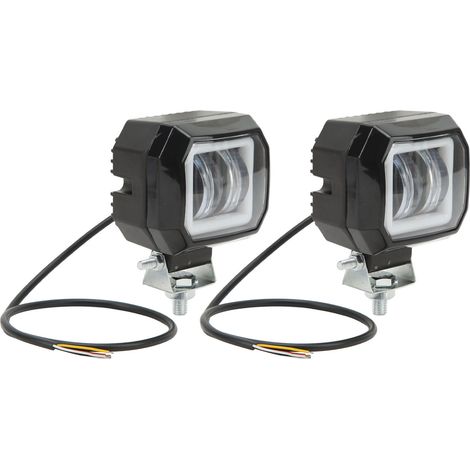 Barre de lumière LED 20W 6500K carré projecteur feu anti-brouillard position latérale œil ange camion tout-terrain SUV quad halos jaunes (1/5)