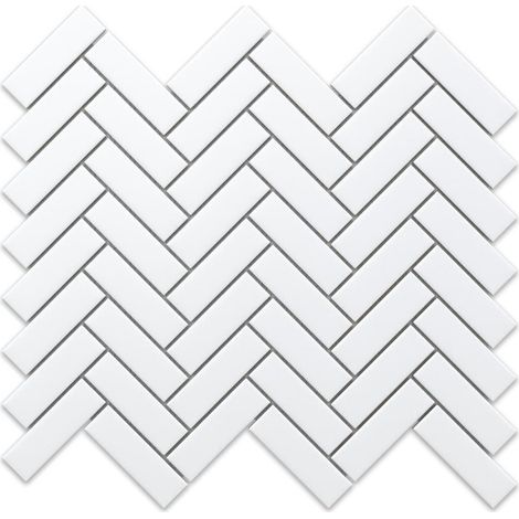 Mosaïque en céramique sur maille pour salle de bain ou cuisine 31.5cm x 27.7cm - White Forest (1/5)