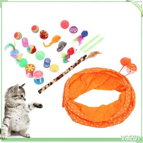Fafeicy Bâton drôle de chat de plume Jouets pour chats, 22 pièces, diverses combinaisons, boule de cloche, jouets animalerie jouet (1/5)