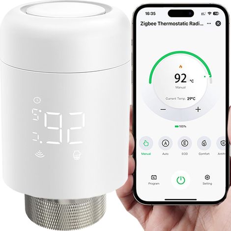 Robinet thermostatique Intelligent pour radiateur, programmable et Compatible avec pour Home, Les Applications pour et pour. Économisez sur Vos factures de Chauffage. (1/5)