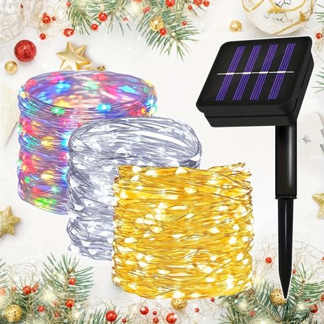 Irovami Guirlande lumineuse solaire LED avec 8 modes d'éclairage, guirlande féérique scintillante pour jardin, terrasse, mariage, camping et décoration de fêtes, fil de cuivre étanche