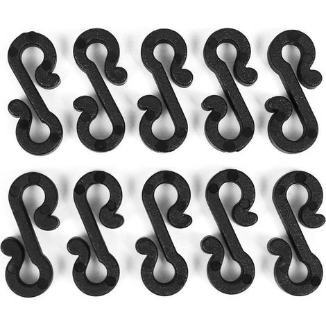 10 Pack Black "S" Gutter Hooks for Outdoor Lighting | Christmas Garden Hanging