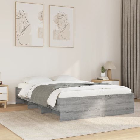 Estructura de cama madera de ingeniería gris  135x190 cm