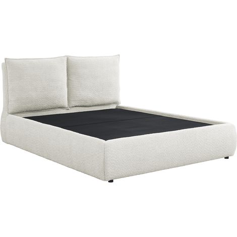 Lit coffre en tissu bouclette beige 180x200 cm MELY (1/5)