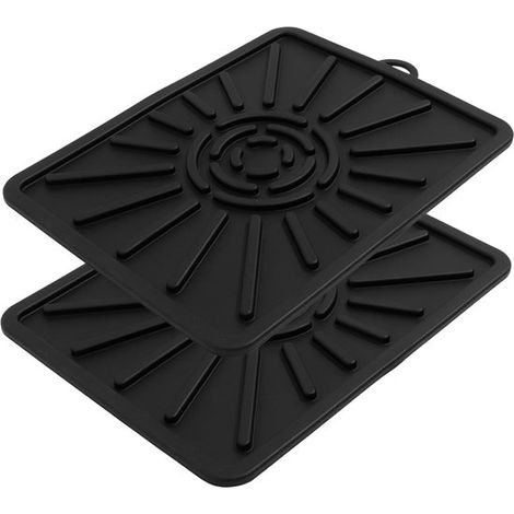 Alfombrilla de silicona para barbacoa de 2 piezas - Aislamiento térmico - Reutilizable - Negra (1/5)
