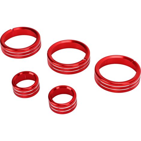 5 Plaquettes déco anneau bouton autoradio clim aluminum auto pour Mazda MX-5 2009-2015 rouge habillage intérieur console centrale (1/5)