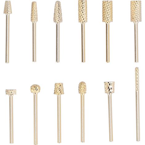 Ortviai Tête de meulage en acier tungstène pour bois et métaux – 12 pièces, dorée, résistante à l’usure et à la chaleur (1/5)