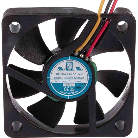 Ventilateur axial RS PRO 12 V c.c., 16.9m³/h, 50 x 50 x 10mm, 1.2W ( Prix pour 1 ) (1/2)