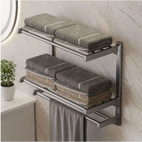 Étagère Porte Serviette Mural à 3 niveaux,50cm (1/4)