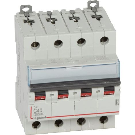 Interrupteur automatique magnétique thermique 4P, 40A, courbe C, 10 kA, 4 modules, DX3 (1/5)