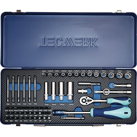 Jeu de clés à douilles 61 pièces 1/4 pouce SW 4-13mm Z.20 6 pans TECWERK (1/4)