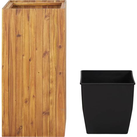 Jardinière, Pot de Fleurs d'extérieur, Lit surélevé de jardin 43,5x43,5x90 cm Bois massif d'acacia OIB3719E (1/5)