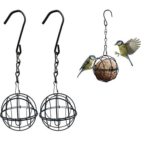 Hanging Bird Feeder, 2 Piece Hanging Ball Bird Feeder, Hooks in 2 S Shapes, Outdoor Garden Wildlife Small Birds Finches Sparrows (21 x 3 cm) (1/5)