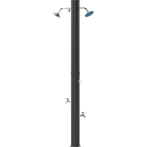 Douche solaire extérieure 35L 2 douchettes rotatives lavage pieds eau chaude max 55℃ noir 73x18x217 cm (1/5)