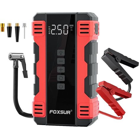 Alimentation de secours 12 V pour démarrage d'urgence de voiture, pompe à air portable pour voiture, gonfleur de pneus de moto (1/5)