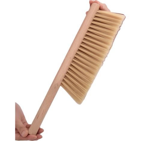 Brosse carrée pour lit avec manche Brosse à poussière en bois Brosse de nettoyage pour tapis et moquettes 34 5 x 8 5 cm Beige 1 pièce (1/5)