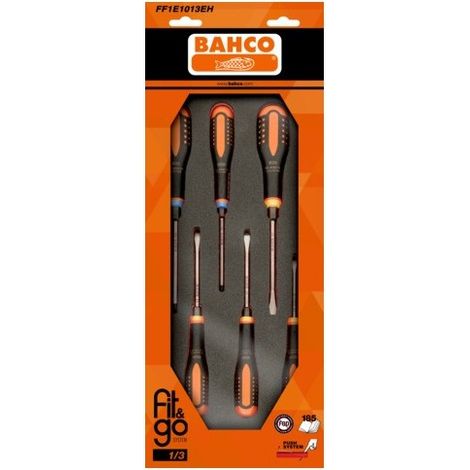 BAHCO - module Fit&Go 1/3, tournevis ERGO™ à lame traversante - 6Pc emballage individuel