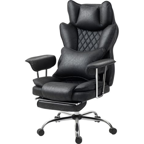 Leathaire Reclining Office Chair Lumbar Support Pillow - Black (1/5)