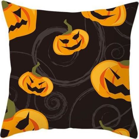 Housse de Coussin - - Citrouille Halloween - 45x45 cm - Peau de pêche - Orange (1/3)