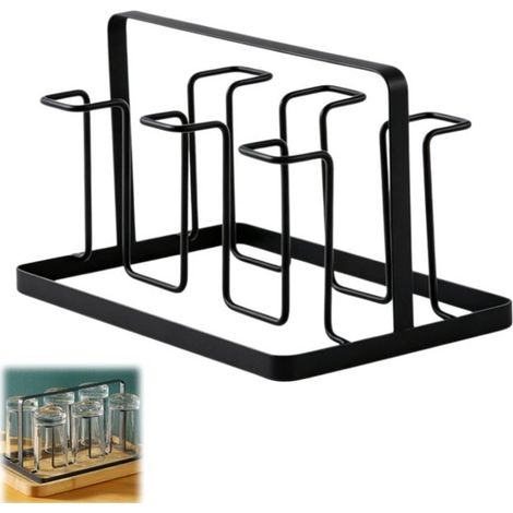 Scolabicchiere, portabicchiere, appendibicchiere, portaoggetti per bicchieri per casa, cucina, sala da pranzo, bar, nero, 21,3 x 14 x 11 cm (1/5)