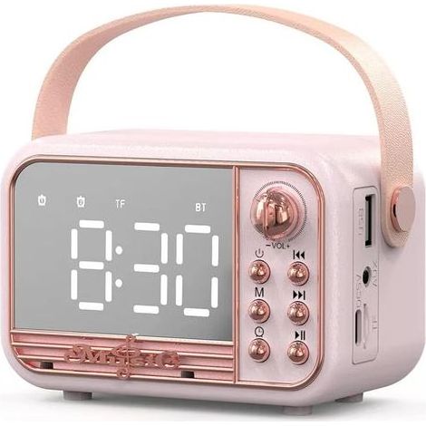 Retro Bluetooth-Lautsprecher, tragbarer kabelloser Vintage-Bluetooth-Lautsprecher mit Wecker, kraftvoller Lautstärke, kompatibel mit TF-Karte, USB-Stick, AUX-Eingang, im antiken Stil, für Küche, Schla (1/5)
