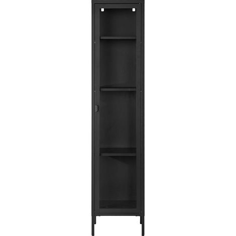Vitrine 1 porte 35x40x180 cm en verre et métal noir - KUBIX (1/5)