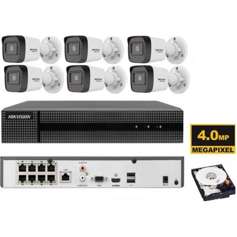 Kit Videosorveglianza IP Hikvision NVR PoE 8 Canali con 6 Telecamere Bullet 4MP AI HDD 1TB Rilevamento Uomo e Veicolo (1/3)