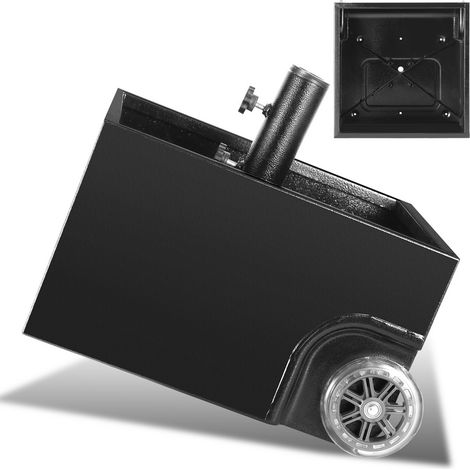 VINGO Supporto per ombrellone su ruote, Base per ombrellone, 44,5x44,5x27 cm, 68 kg quando riempito, Nero, Regolabile per pali per ombrellone da 38/48 mm (1/5)