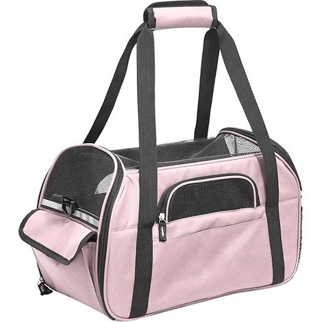 Sac Transport Chat/Petit Chien/Lapin, Transporteur Pliable Respirant pour Petit Animal, Porté par Main/Bandoulière pour Déplacement Voyage Train/Voiture/Avion Homologué(3 rose) (1/5)