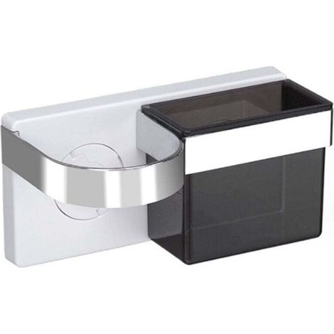 Self-adhesive Wall Mounted Hair Dryer Holder ABS Hair Styling Brushes and Accessories Holder with Silicone Clip (1/4)